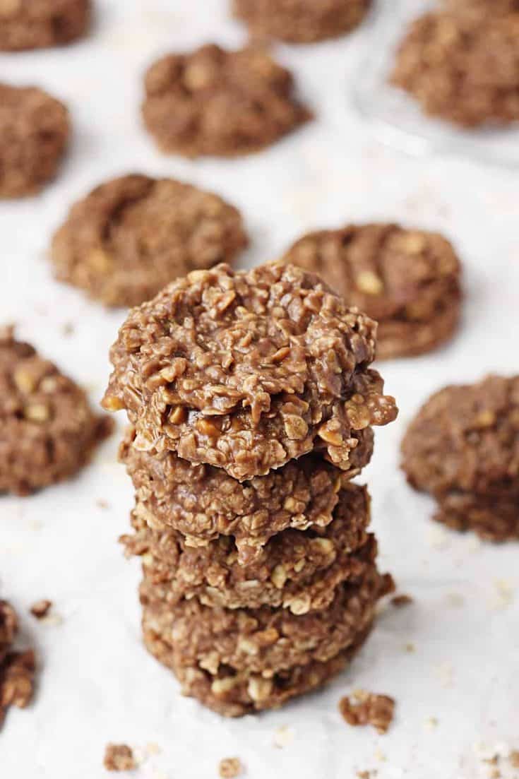 Crunchy Peanut Butter No Bake Cookies Half Scratched