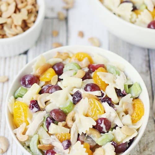 Heavenly Chicken Bow Tie Pasta Salad with Grapes and Cashews Recipe