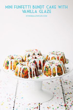 Mini Funfetti Bundt Cake with Vanilla Glaze - Half-Scratched