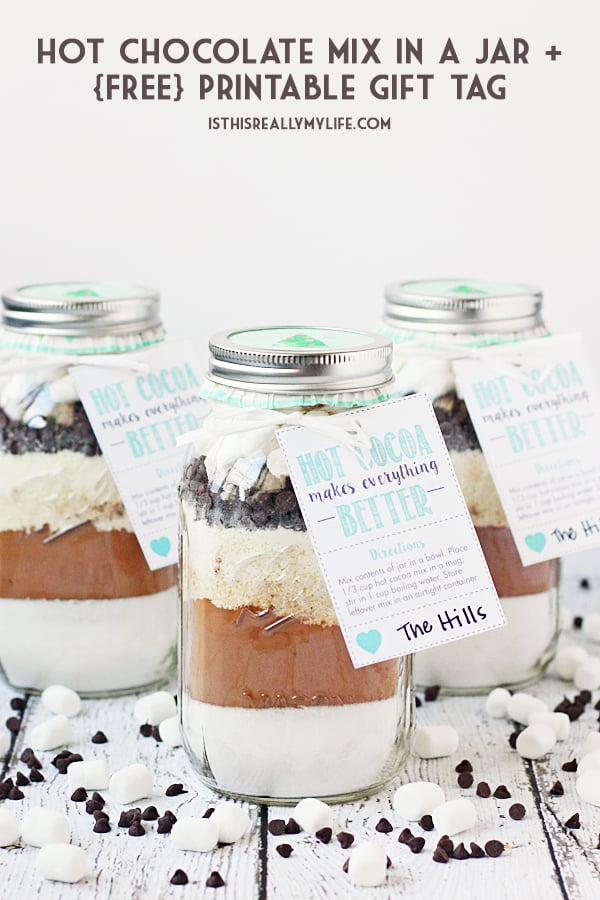 Hot Chocolate Mix in a Jar + FREE Printable Hot Cocoa Gift Tag | Half ...
