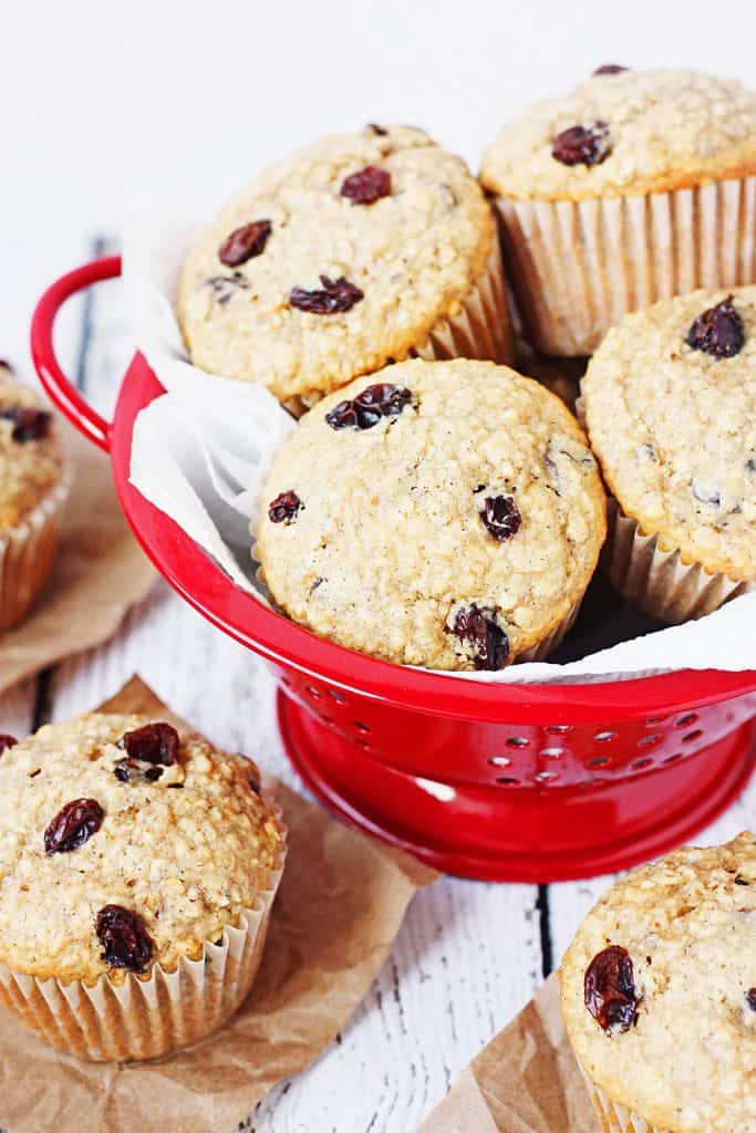 Oatmeal Raisin Cake Mix Muffins - Half-Scratched