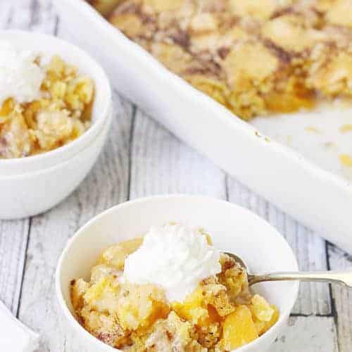 Easy Peach Cobbler Dump Cake - Half-Scratched