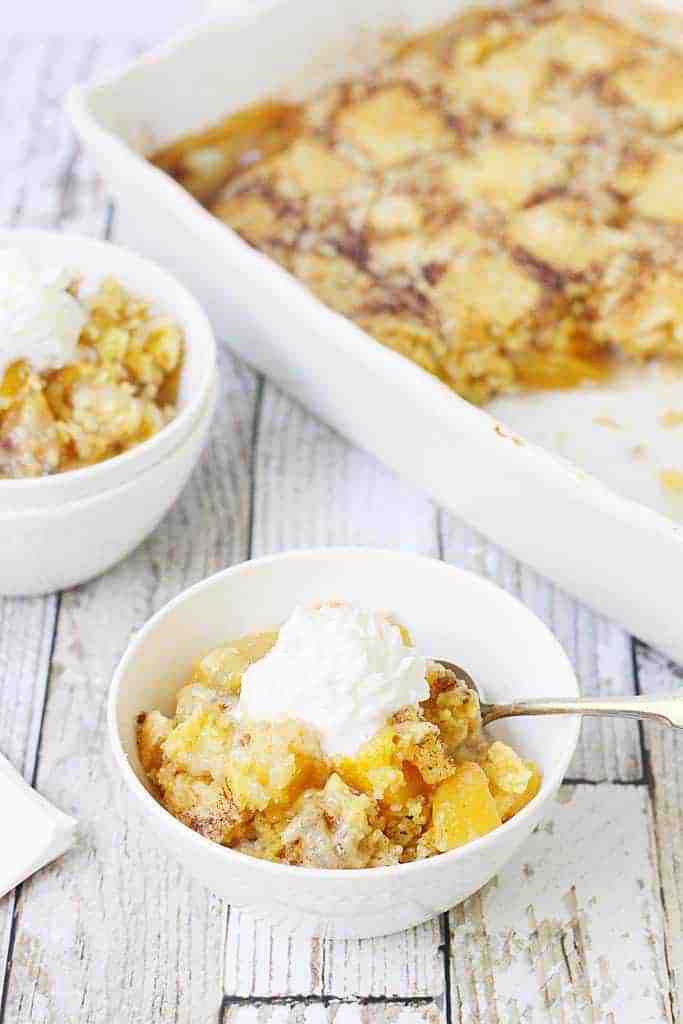 Easy Peach Cobbler Dump Cake HalfScratched