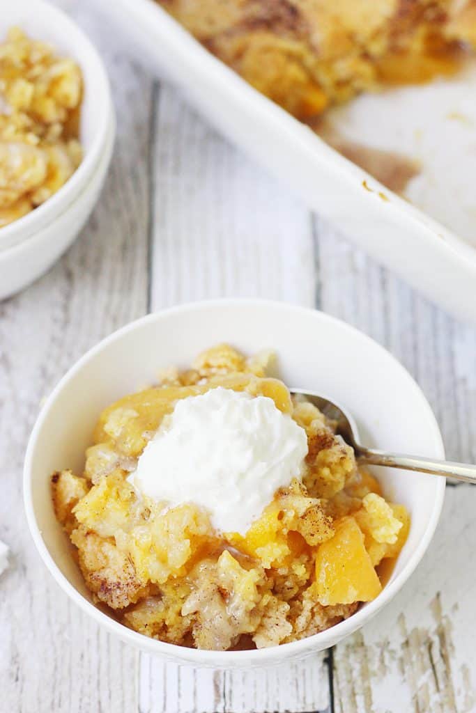 Easy Peach Cobbler Dump Cake HalfScratched