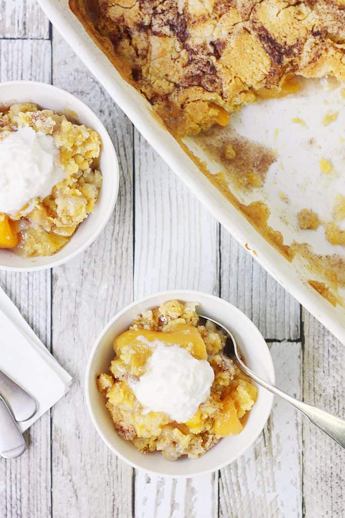 Easy Peach Cobbler Dump Cake HalfScratched