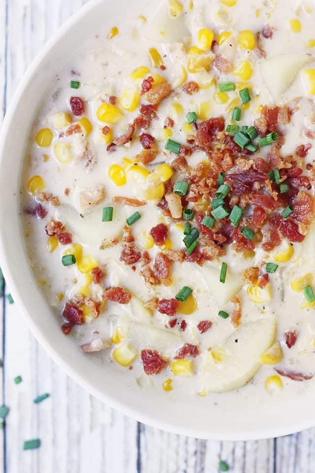 Easy & Delicious Slow Cooker Corn Chowder - Half-Scratched