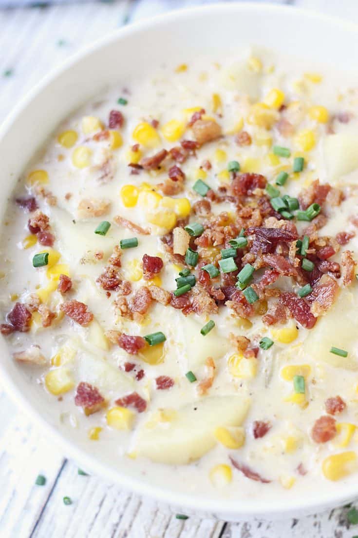 Easy & Delicious Slow Cooker Corn Chowder - Half-Scratched