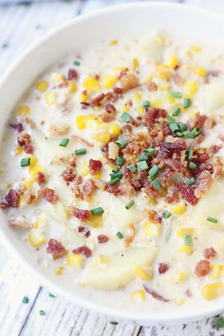 Easy & Delicious Slow Cooker Corn Chowder HalfScratched