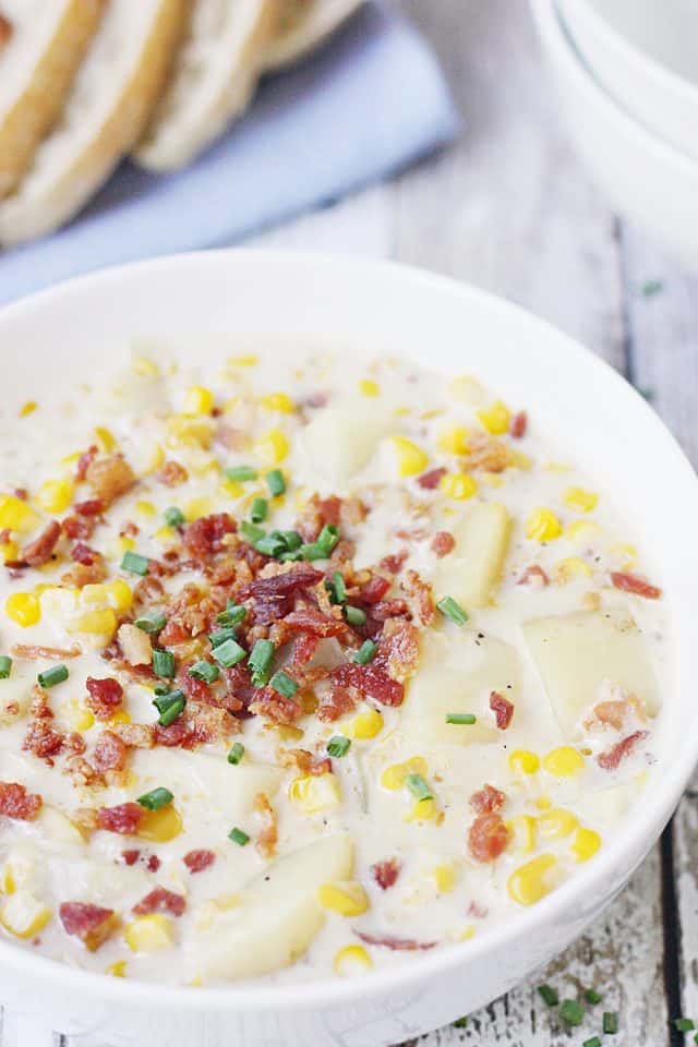 Easy & Delicious Slow Cooker Corn Chowder - Half-Scratched