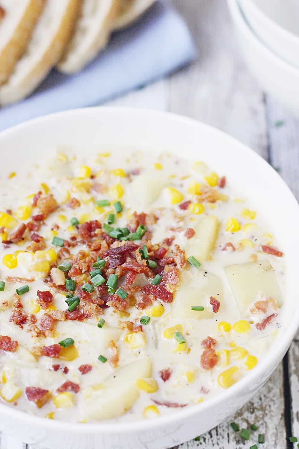 Easy & Delicious Slow Cooker Corn Chowder - Half-Scratched
