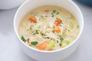 Easy Creamy Chicken Noodle & Rice Soup - Half-Scratched