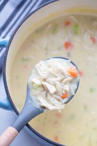 Easy Creamy Chicken Noodle & Rice Soup - Half-Scratched