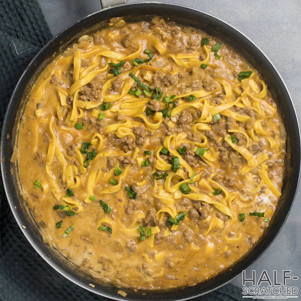 Sprinkle the chives on top to the Beef Noodle Skillet recipe