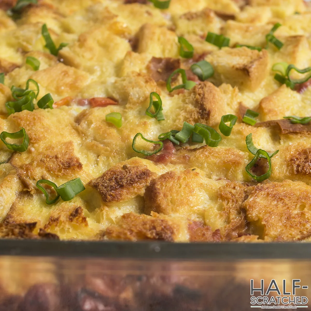 Close view breakfast sausage casserole