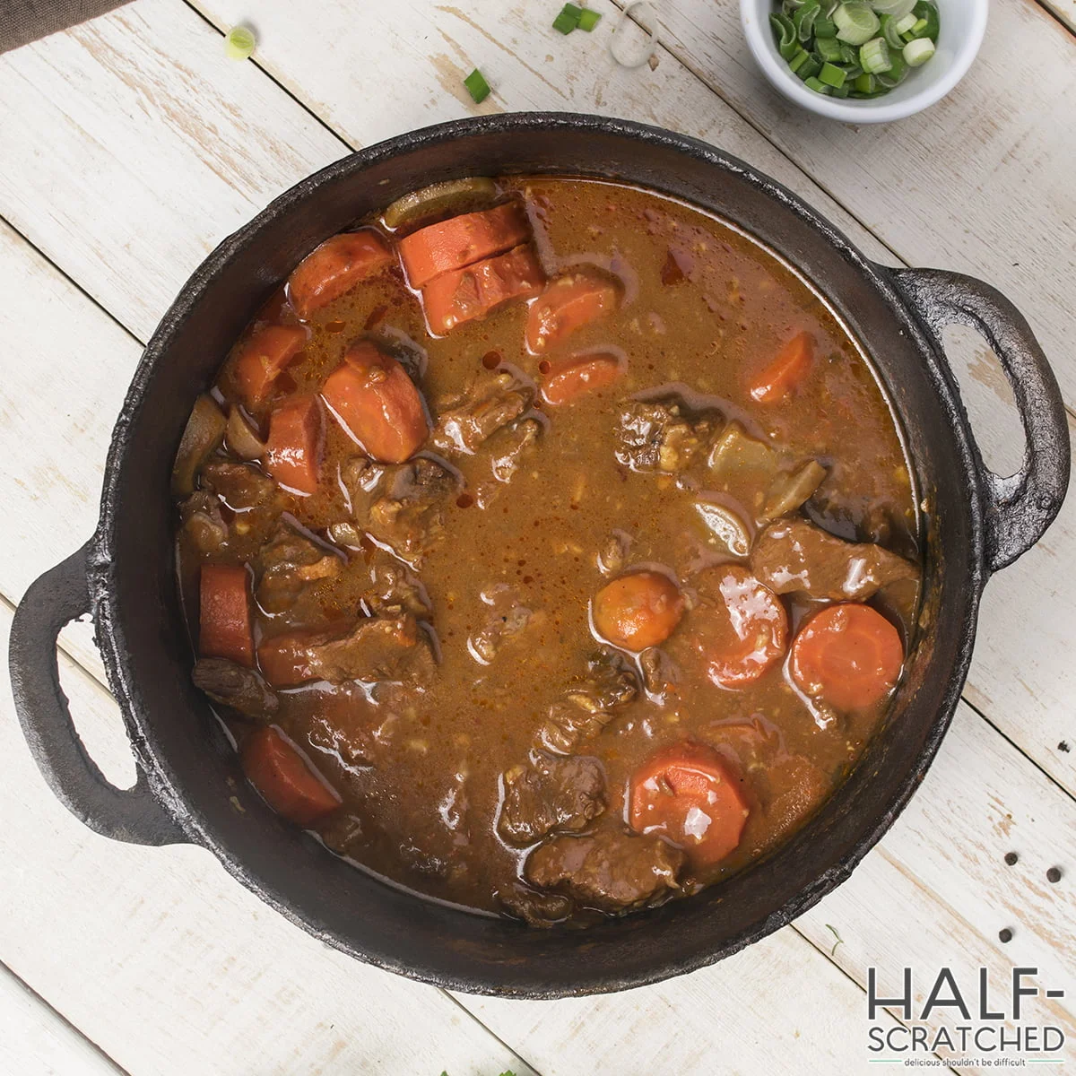 Dutch oven with beef stew