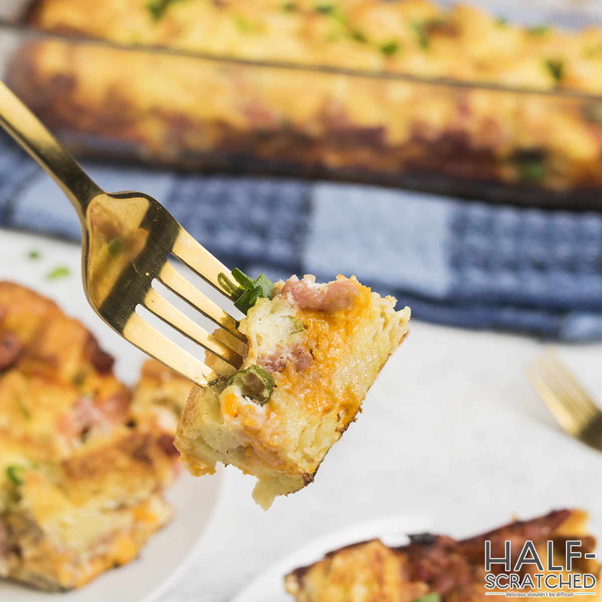 A fork with Breakfast sausage casserole