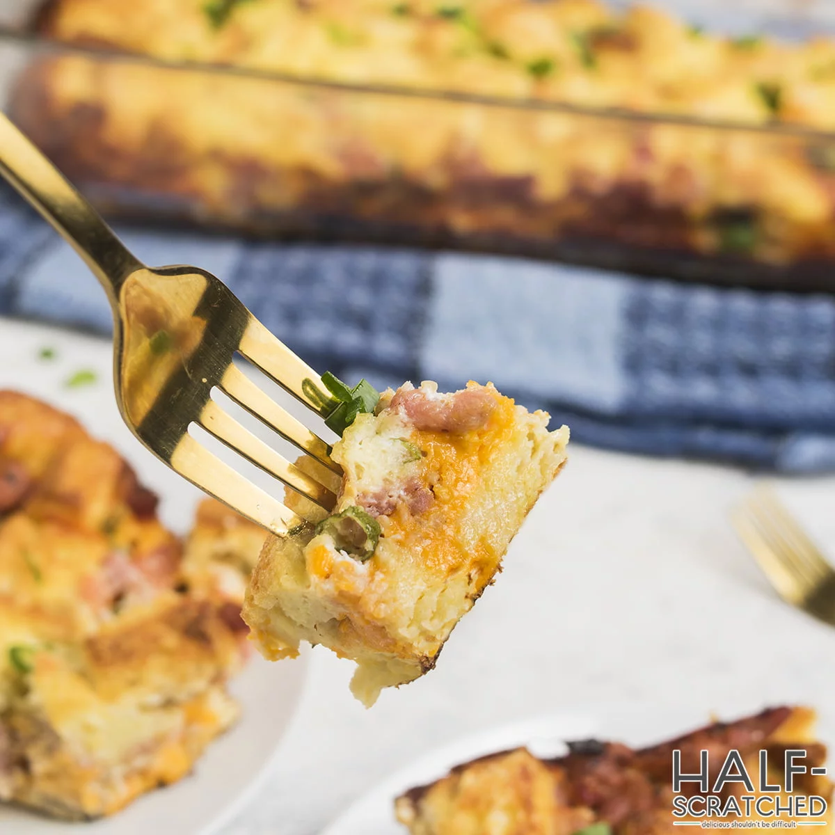 A fork with Breakfast sausage casserole