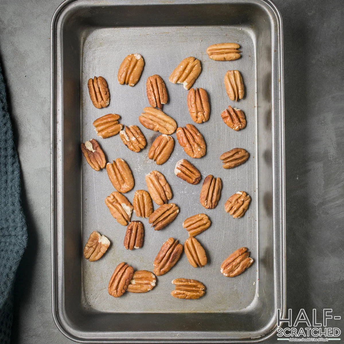 Pecans baking sheet