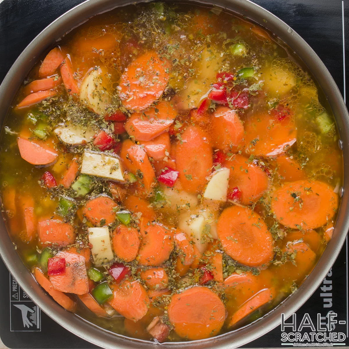 Vegetables in a large pot