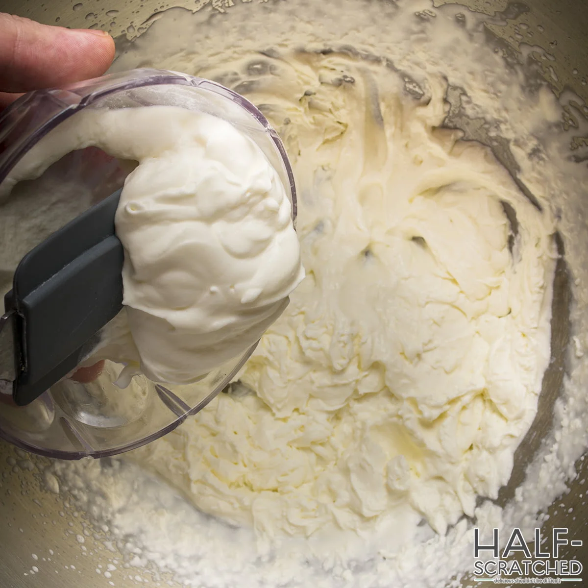 Adding the sour cream