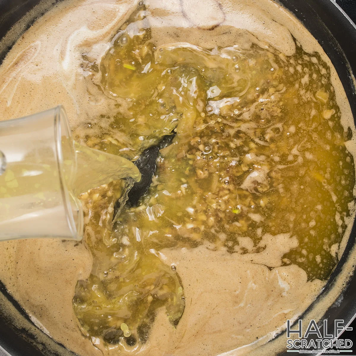 Adding chicken broth to bloves Sauce