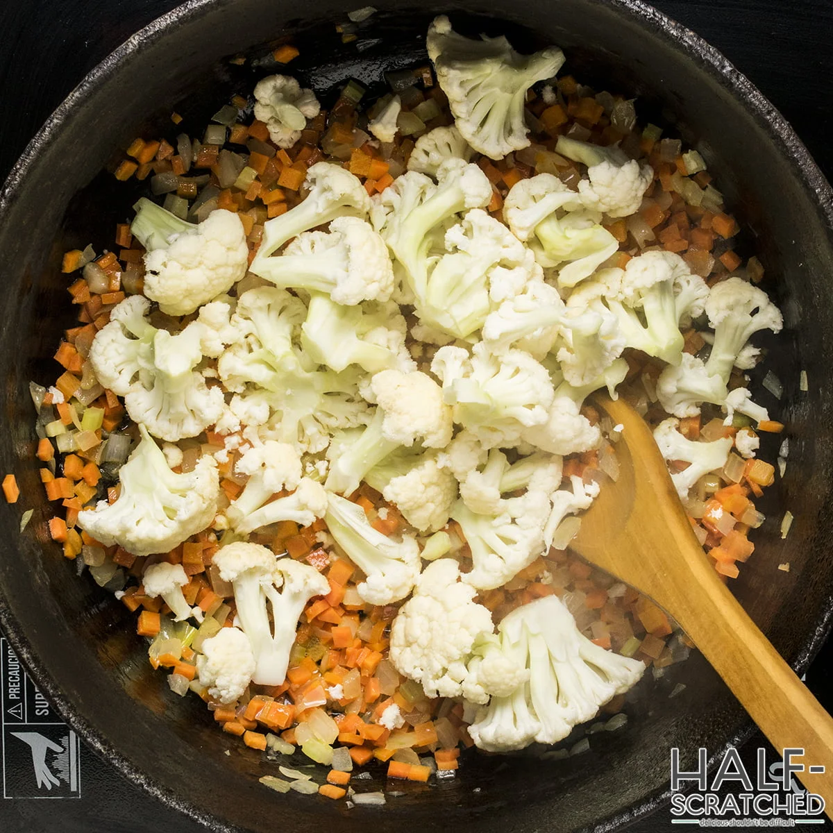 Sautéing cauliflower.