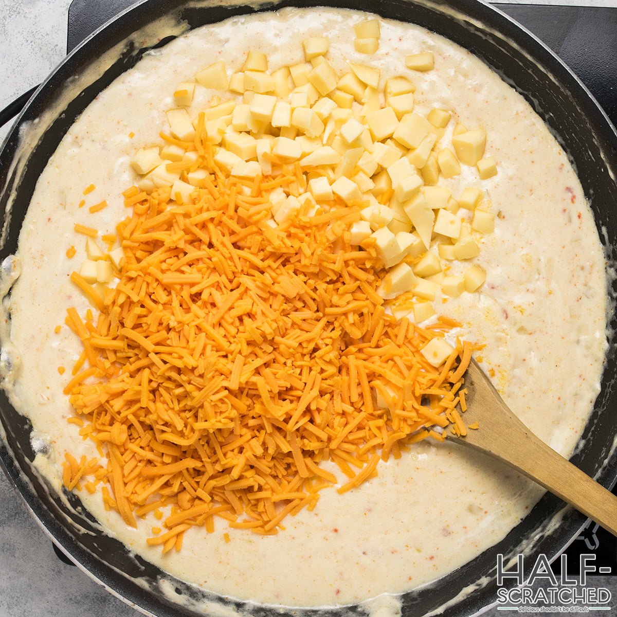 Processed cheese and cheddar