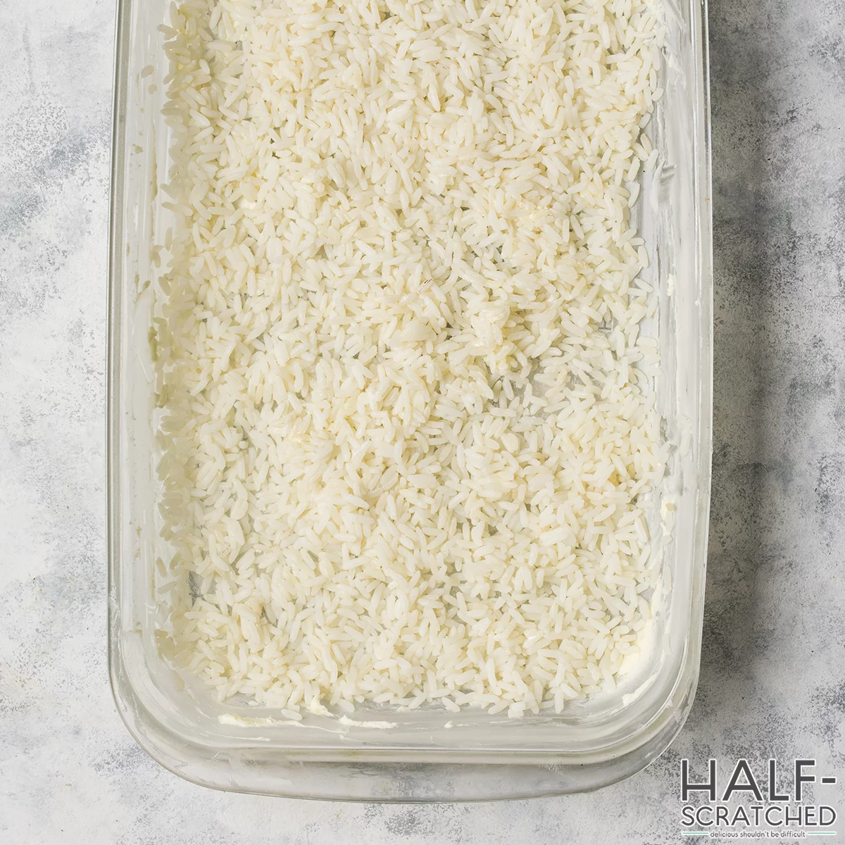  Rice in a large baking dish