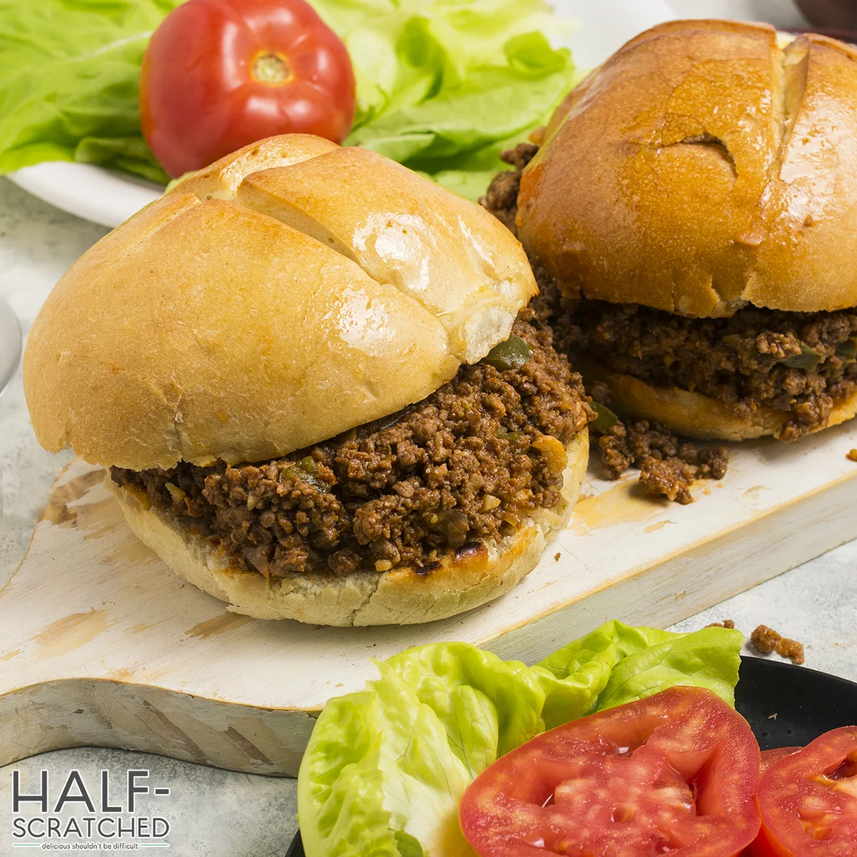Sloppy Joe Sandwiches with Tomato and Lettuce