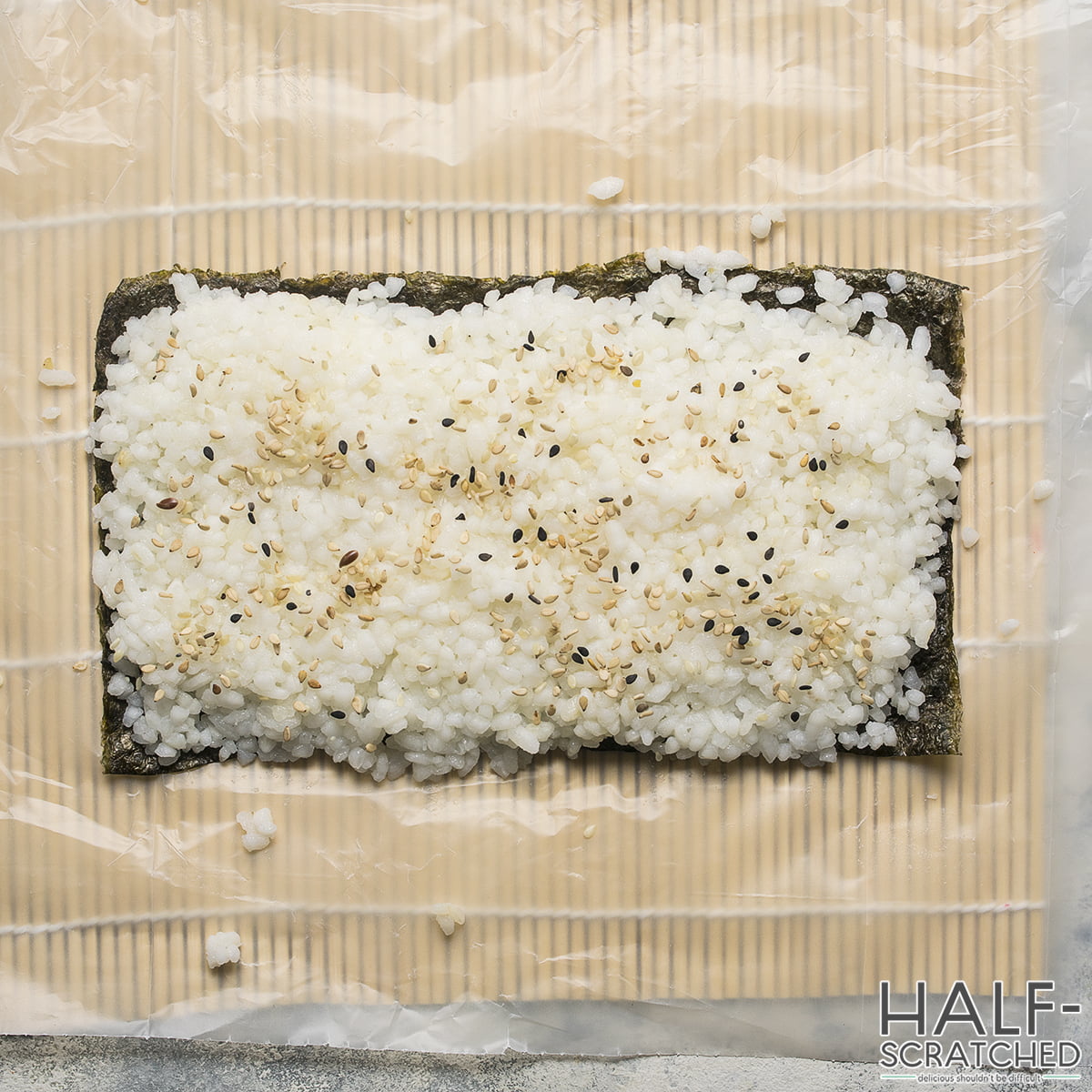  Sushi Rice on Seaweed Sheet for Volcano Rol