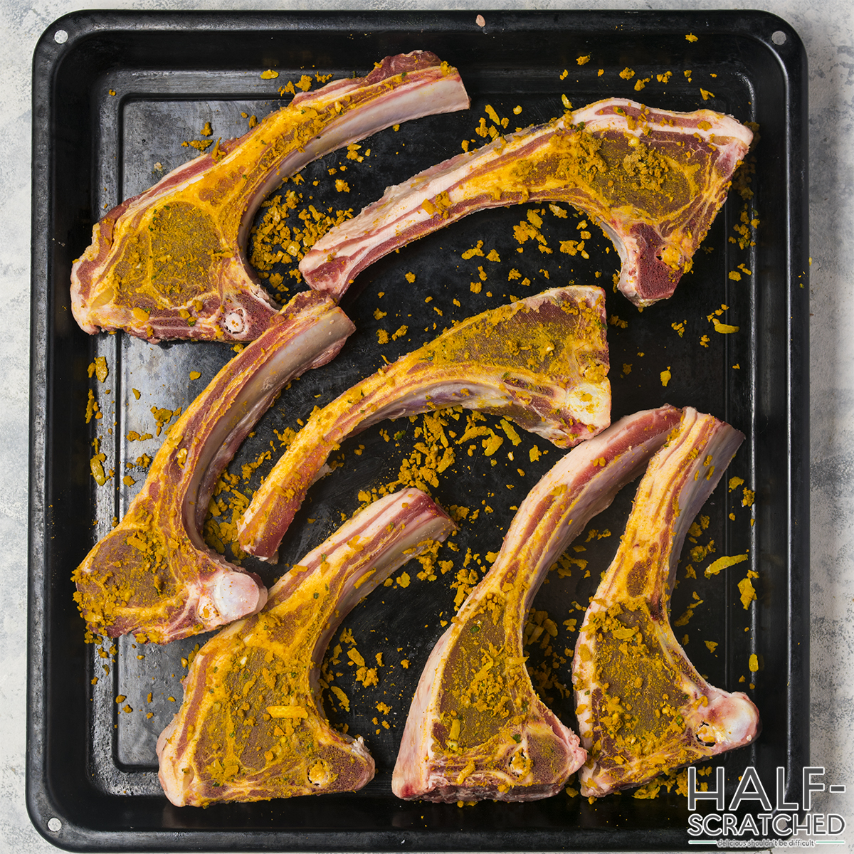 Lamb chops prepared with seasoning 