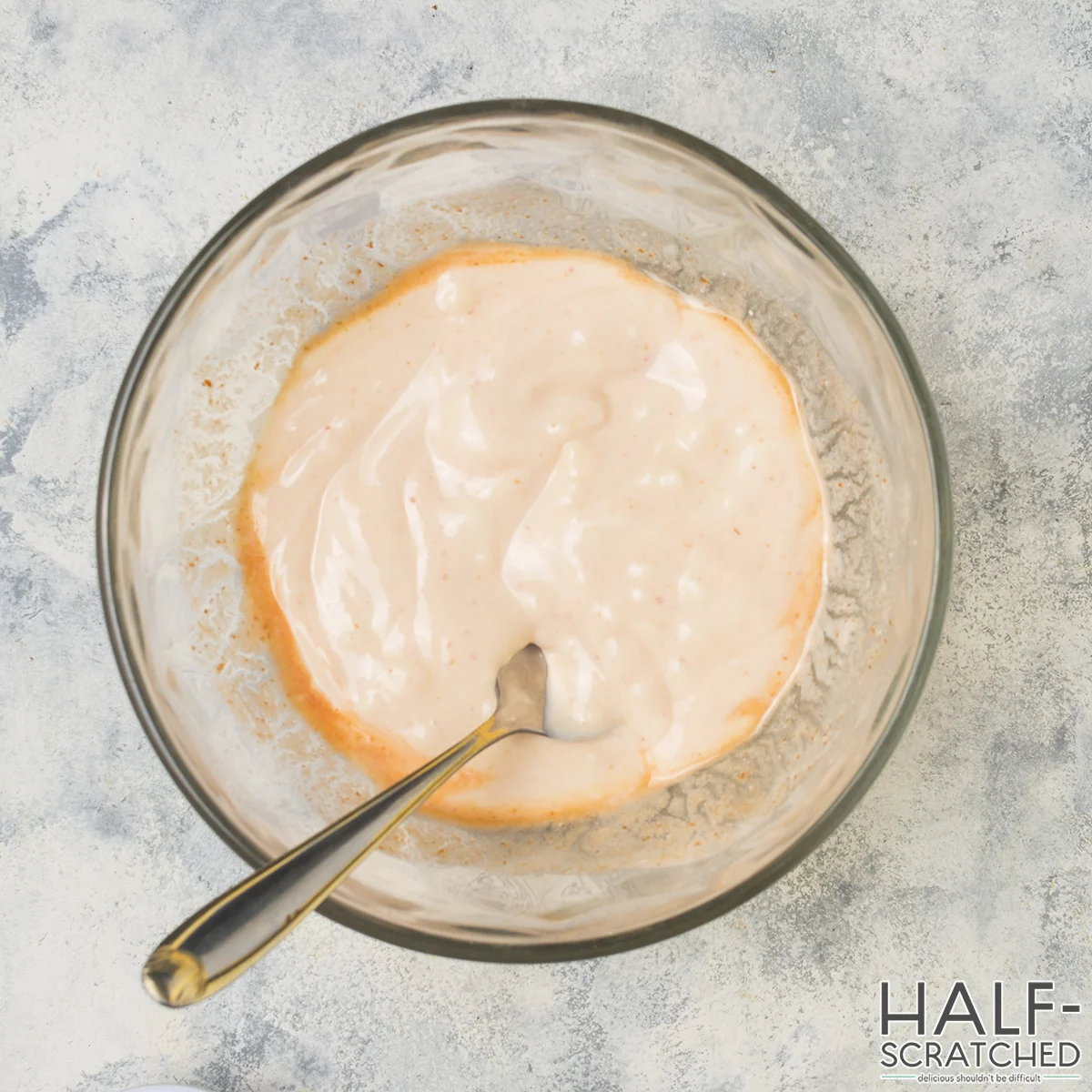 Yogurt sauce prepared for marinating 